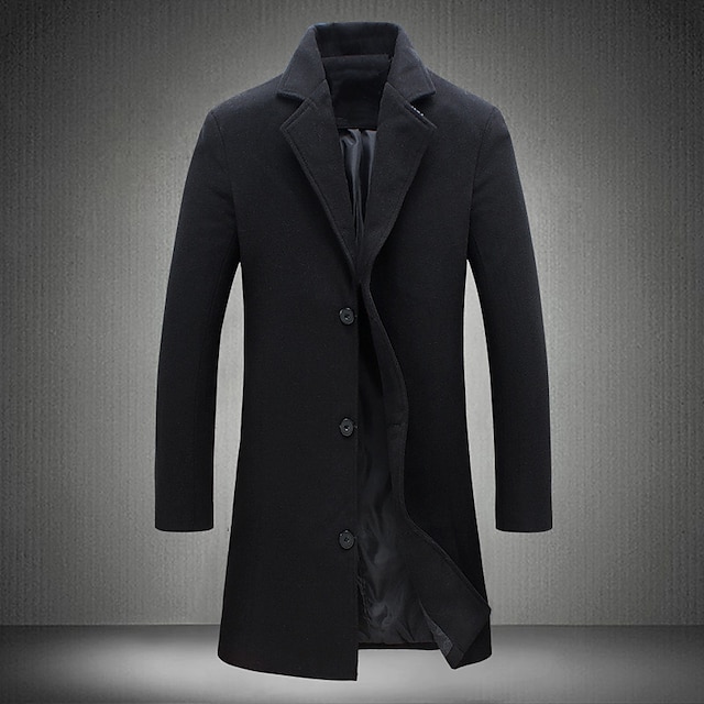 Men's Winter Coat Overcoat Long Trench Coat Outdoor Daily Wear Fall ...