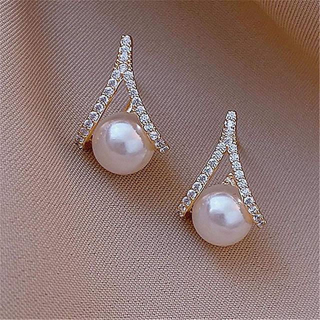  Women's Pearl Stud Earrings Fine Jewelry Classic Precious Stylish Romantic Earrings Jewelry Silver For Gift Festival 1 Pair