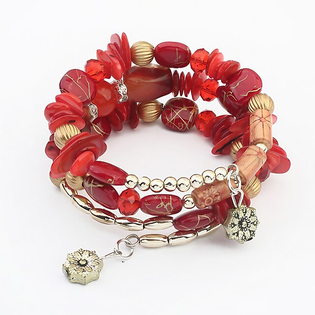 Women's Bead Bracelet Fancy Fashion Flower Elegant Personalized Rock Resin Bracelet Jewelry Black / White / Red For Party Evening Gift Birthday 6