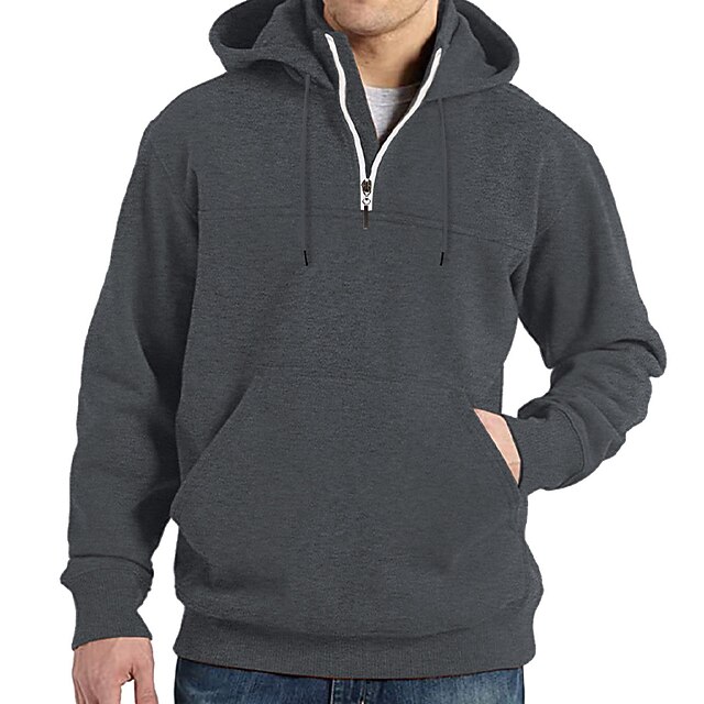 Men's Hoodie Quarter Zip Hoodie Tactical Hoodie Black Wine Navy Blue