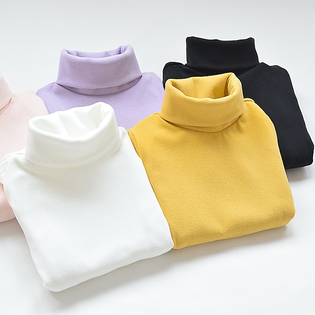  Kids Girls' T shirt Solid Color School Long Sleeve Active Cotton 3-7 Years Spring Black White Yellow