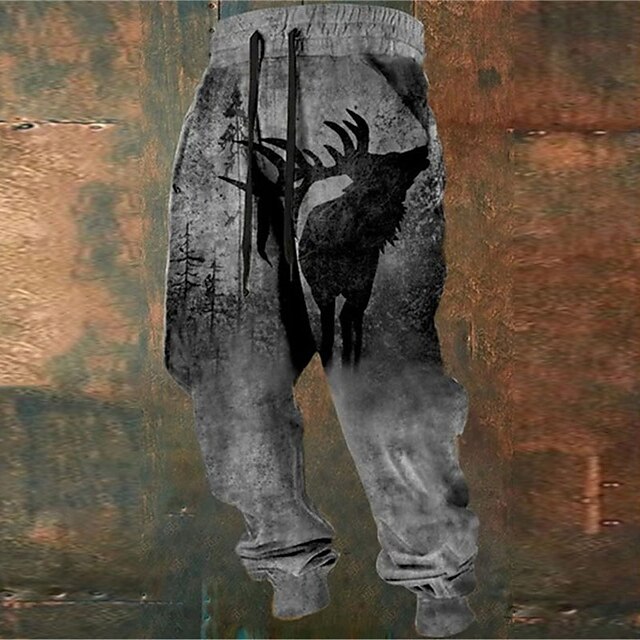 Cow Vintage Men's 3D Print Sweatpants Joggers Pants Trousers Outdoor Street Casual Daily Polyester Brown Gray S M L Mid Waist Elasticity Pants3