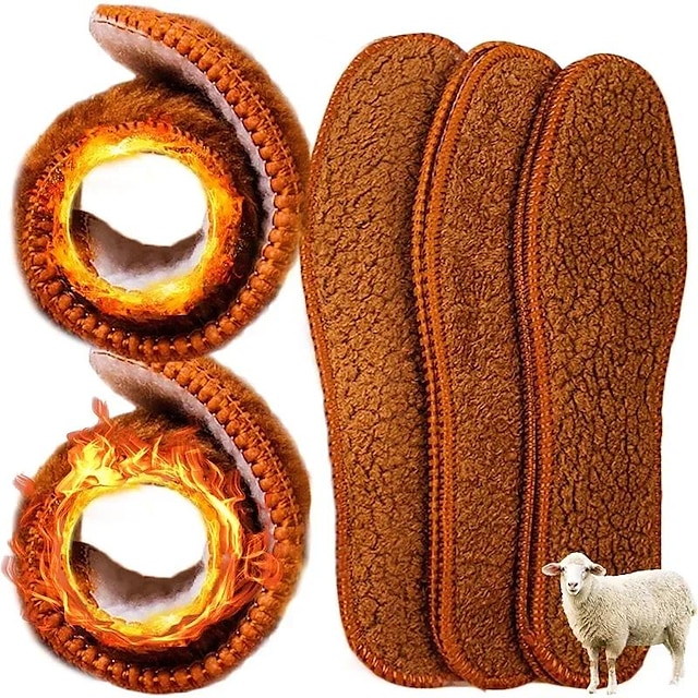 2 Pairs Winter Alpaca Wool Insoles Soft Plush Warm Thicken Foot Thermal Shoe Insole for Women Men Breathable Snow Boots Shoes Heat Pads