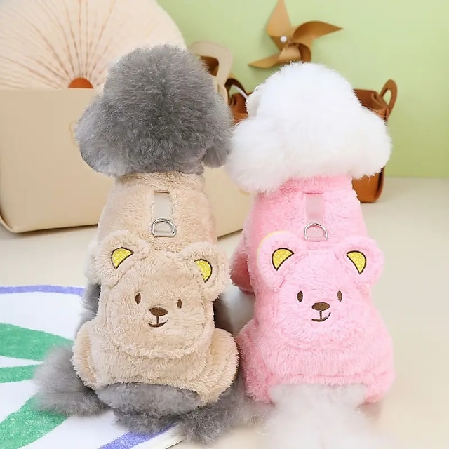  vestiti caldi di peluche per animali domestici maglione per cani con design a forma di orso carino nuova tuta per cani addensata per abbigliamento per animali domestici autunno e inverno