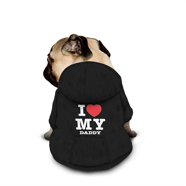  I LOVE MY DADDY Dog Hoodie With Letter Print Text memes Dog Sweaters for Large Dogs Dog Sweater Solid Soft Brushed Fleece Dog Clothes Dog Hoodie Sweatshirt with Pocket