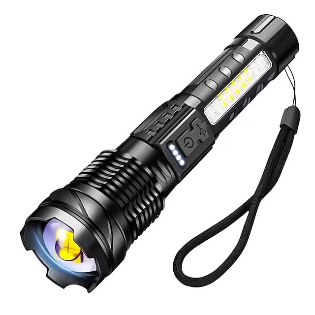  Taktische LED-Taschenlampen mit wiederaufladbarem Zoom, leistungsstark und tragbar & Langlebiges LED-Licht für Outdoor-Wandercamping
