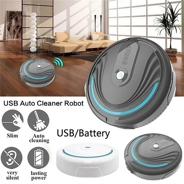  Automatic Smart Household Mopping Sweeping Machine Robot Cleaner Vacuum Floor Dust Hair USB/Battery