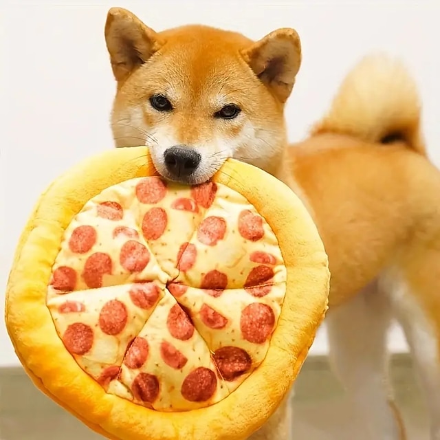  1 τμχ πίτσα σχεδίασης κατοικίδιων ζώων που τρίβει δόντια βελούδινο παιχνίδι ανθεκτικό μασώμενο παιχνίδι για διαδραστική παροχή σκύλου