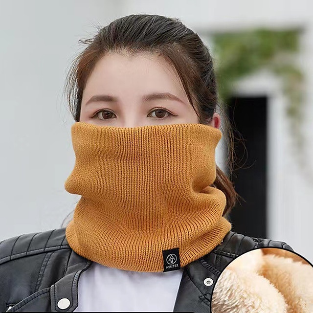  vinterscarf för män och kvinnor plysch och tjockt halsskydd utomhus cykelmask mångsidig stickad nackskyddsöverdrag huvudsjal