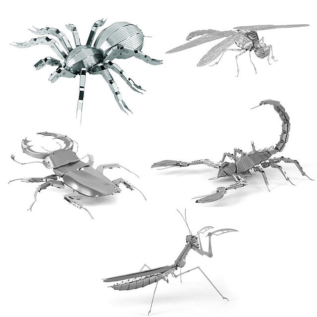  aipin metallo modello di assieme fai da te 3d puzzle insetto libellula scorpione mantide corno di cervo verme lupo ragno modello carpa