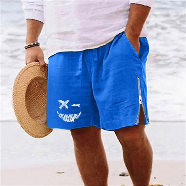 Men's Shorts Summer Shorts Beach Shorts Zipper Drawstring Elastic Waist ...