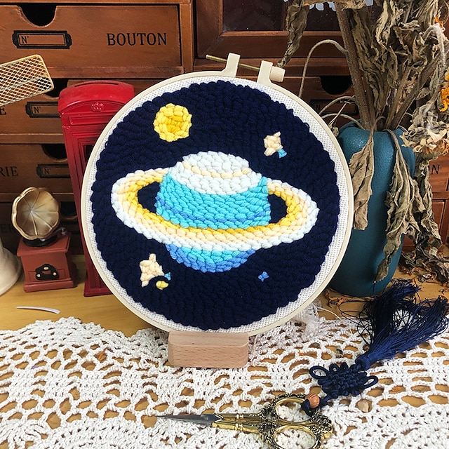  مجموعة واحدة من كيت التطريز الحياكة DIY نمط حيوانات لطيفة مجموعة بدء أساسية للتدريب على التطريز مع إطار التطريز خيوط ملونة إبر تعليمات مجموعة تطريز أساسية إبداعية لهدية عيد الميلاد