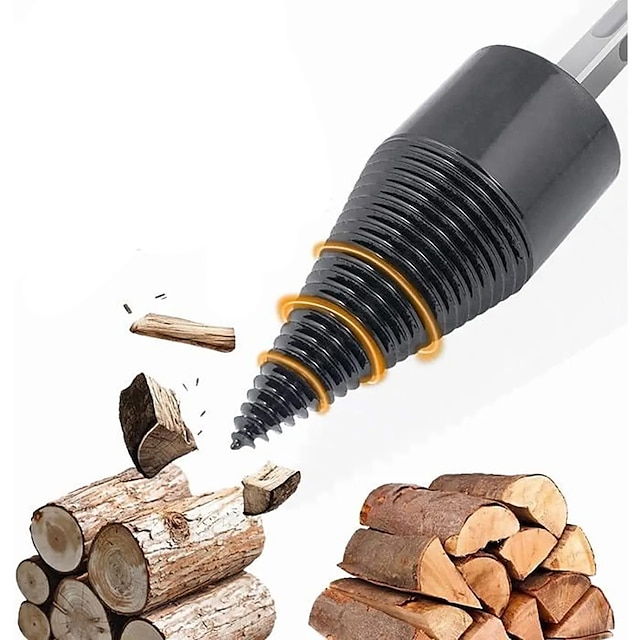  Fendeur de bois foret fendeur de bûches hacher outil de fendage de bois fendeurs de bûches coniques casse-machine broyeur de bois de chauffage 45mm (1,73 pouces)