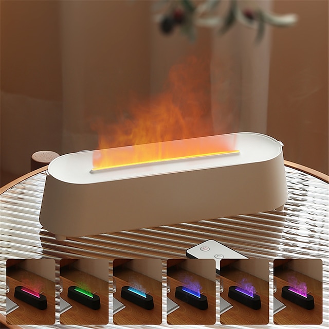  farverig flamme aroma diffuser usb hjemme aromaterapi æterisk olie diffusor ultralyd luftfugter med fjernbetjening