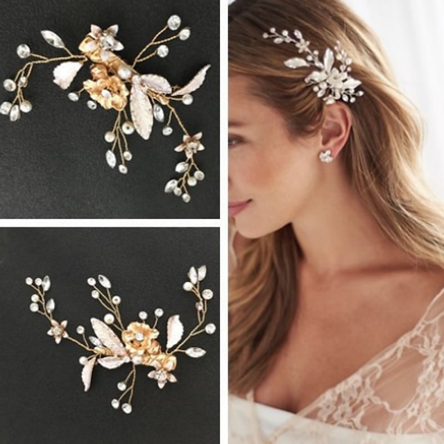  Hair Clip Alloy Wedding Shiny With Crystals Headpiece Headwear