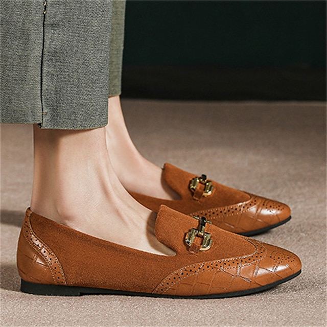  Pentru femei Pantofi Flați Oxfords Bullock Pantofi Mărime Plus Size Pantofi de epocă În aer liber Birou Zilnic Culoare solidă Bloc Culoare Iarnă Toc Drept Vârf rotund Elegant Casual minimalism