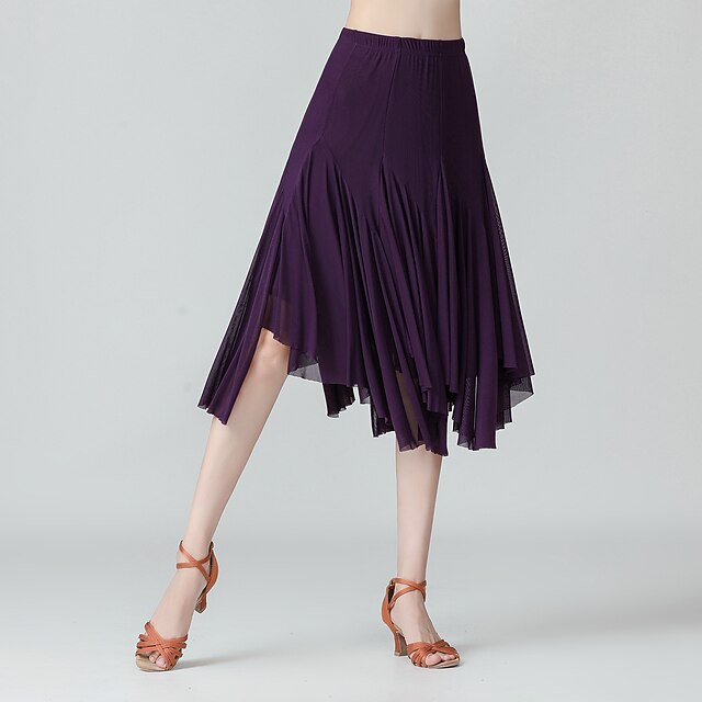 Ballroom Dance Skirts Solid Women's Training Performance Daily Wear High Polyester
