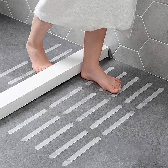  5 stk anti-skli strips gjennomsiktige dusj klistremerker bad sikkerhetslister sklisikre strips for badekar dusjer trapper gulv