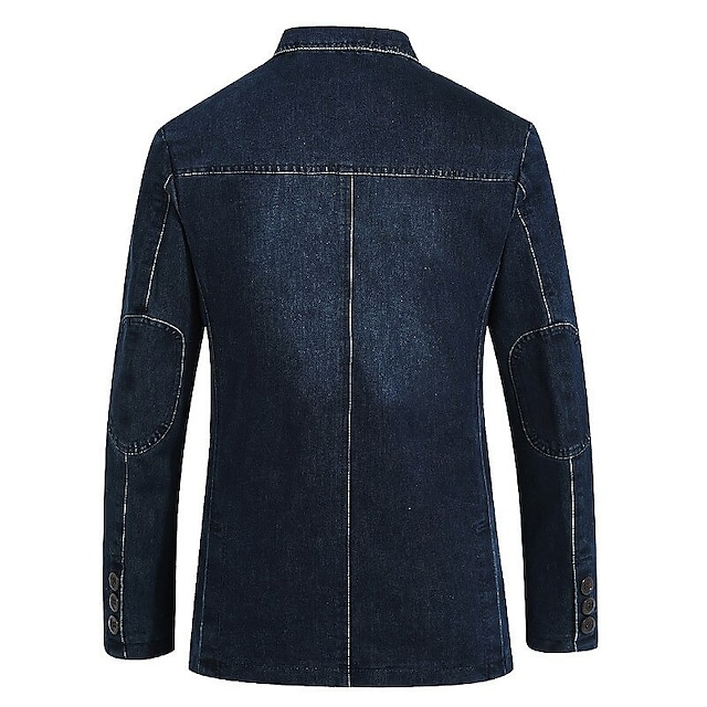 Men's Blazer Denim Jacket Business Daily Wear Pocket Spring Fall Plain ...