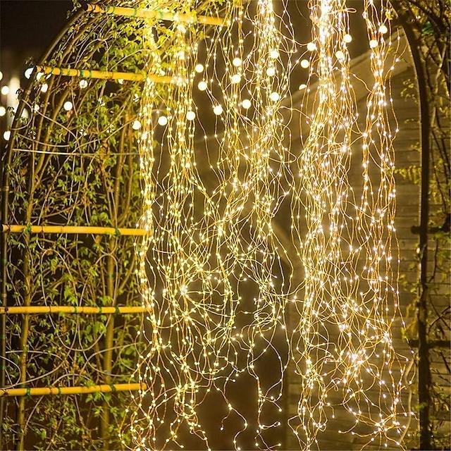  napelemes vízesés lámpák – 100 led-es kültéri vízálló tündérfüzér lámpa kültéri kert, sátor, karácsonyi és ünnepi parti dekorációhoz