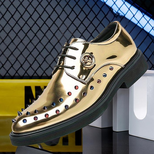  Bărbați Oxfords Retro Pantofi formali Pantofi metalici Plimbare Casual Zilnic Piele Comfortabil Cizme / Cizme la Gleznă Loafer Negru Argintiu Auriu Primăvară Toamnă