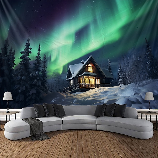  Aurora House View Hanging Tapestry Wall Art Large Tapestry Mural Decor Photograph Backdrop Blanket Curtain Home Bedroom Living Room Decoration