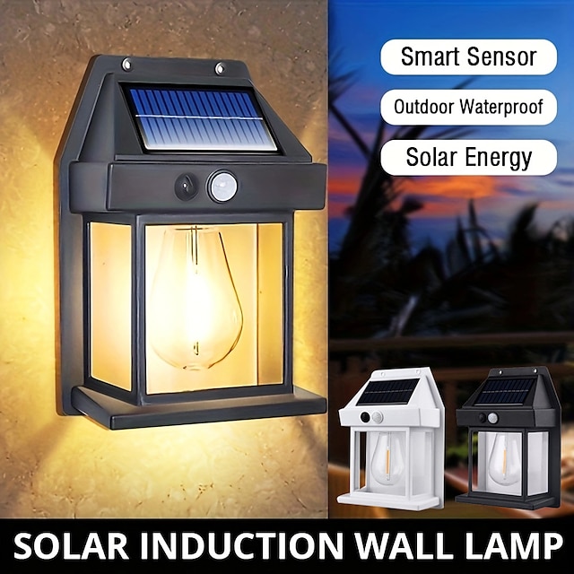  Solar-Wandleuchte im Freien, intelligenter Sensorschalter, wasserdichte Wolframlampe, Korridor-Gartenlicht, Villa-Nachtlicht