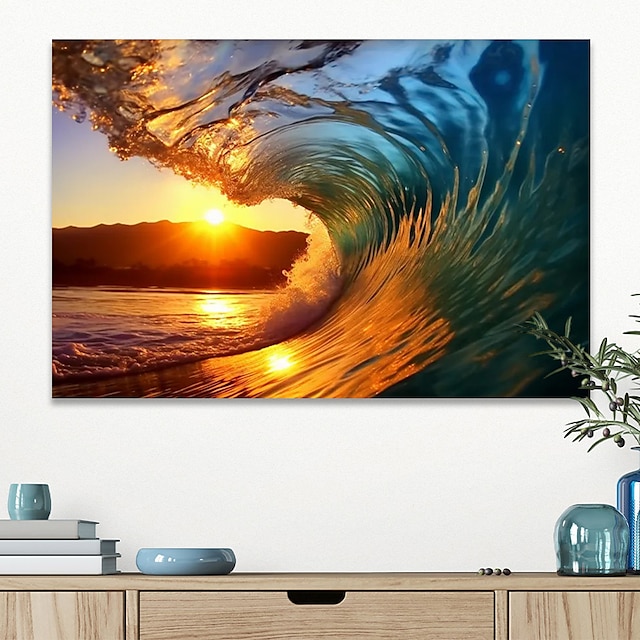  maisema seinätaide kankaalle aallot auringossa printtejä ja maisemajulisteita kuvia koristekangasmaalaus olohuoneeseen kuvat ilman kehystä