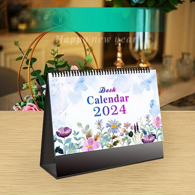  2024 helårs kalender lille skrivebordskalender 2024 kalender månedsplanlægning vægkalender med et blik stående kalender skrivebordskalender til optagelse af begivenheder