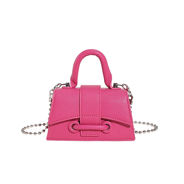  Women's Handbag PU Leather Daily Holiday Chain Lightweight Geometric Black White Pink