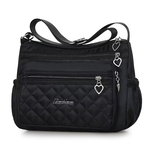  Women's Crossbody Bag Messenger Bag Nylon Daily Large Capacity Foldable Geometric Black