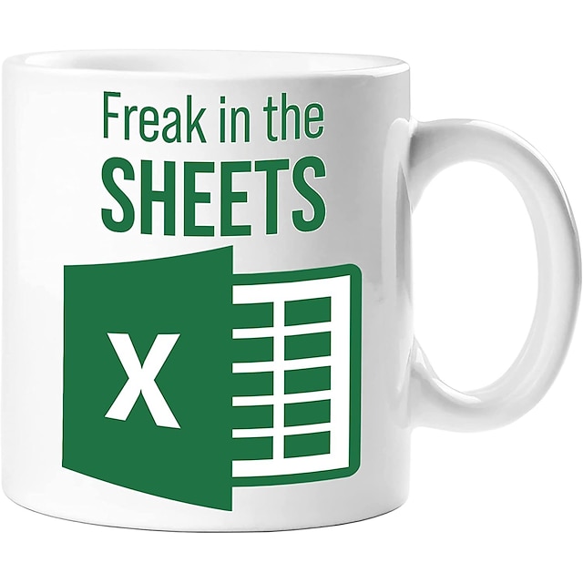  Excel-Kaffeetasse, 325 ml Keramik-Kaffeetasse, Freak in the Sheets-Wasserbecher, Geburtstagsgeschenke für Freunde, Weihnachtsgeschenk