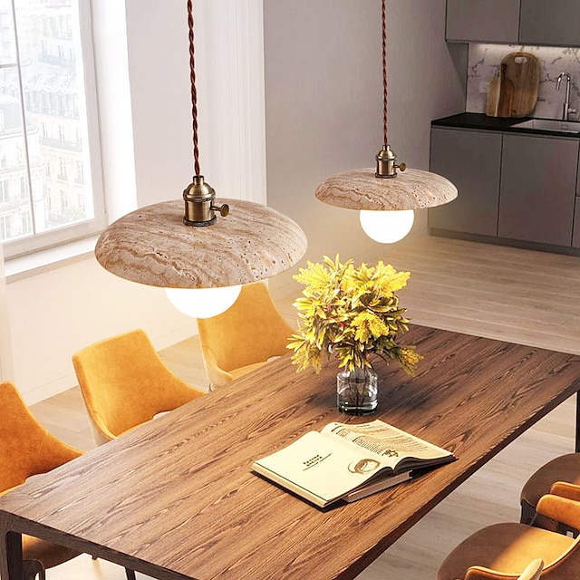  Lampade a sospensione1 luce, semplice lampada a sospensione con cavo regolabile in travertino giallo e27, lampadario decorativo per la casa, per isola cucina corridoio fattoria