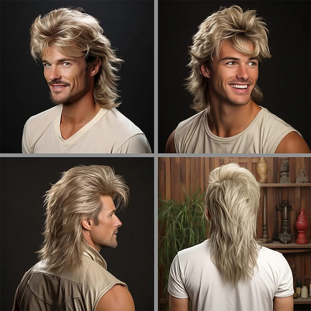 Blonde Mullet wig|Adult Funny Wigs for Men|Pop Rock Wig|Joe Dirt Wig ...