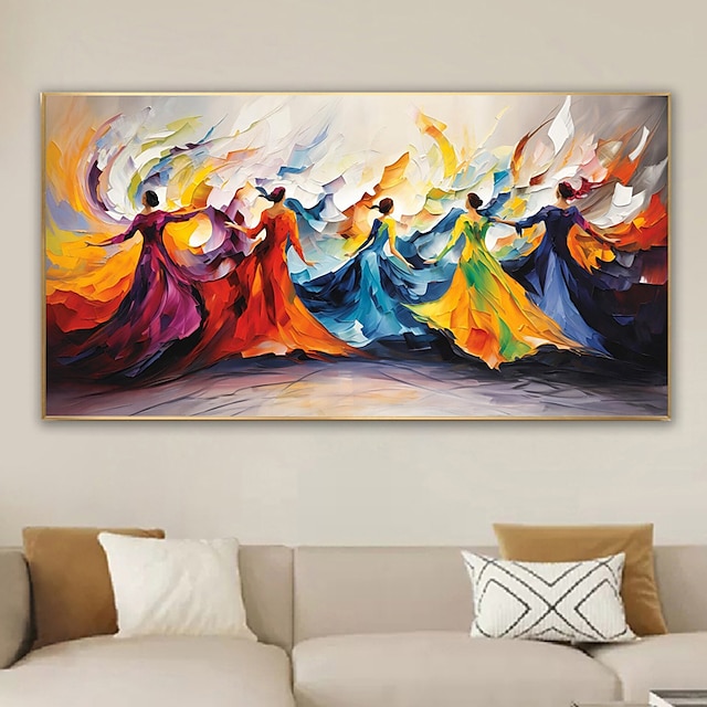  Large Dancing Girl's Painting on Canvas Handpainted Wall Decor Colorful Women Wall Art Extra Large Canvas Modern Home Decoration Dancer Canvas Art Home Room Decor No Frame