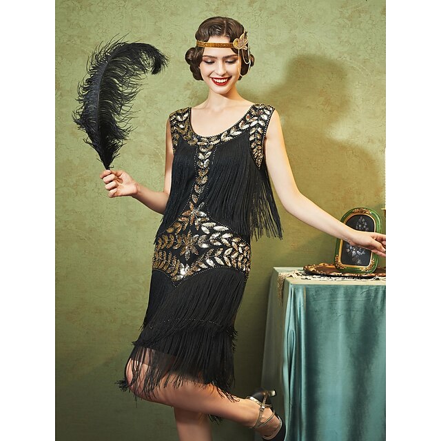 1920s Sleeveless Flapper Dresses Scoop Neck Great Gatsby Dresses ...