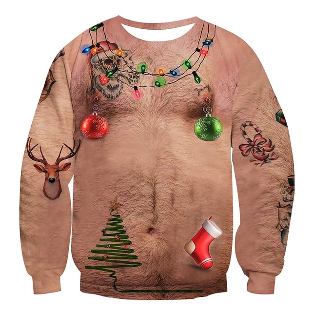  Navidad Papá Noel Sudadera Pullover Sudadera navideña divertida Impresión 3D Gracioso Para Pareja Hombre Mujer Adulto Navidad Carnaval Año Nuevo Impresión 3D Fiesta Casual Diario