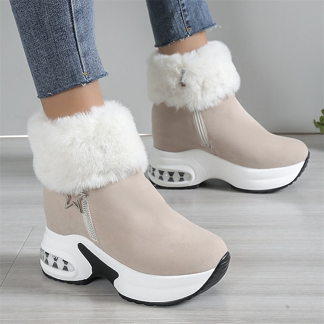  Pentru femei Adidași Cizme Cizme de Zăpadă Mărime Plus Size Pantofi înalți În aer liber Zilnic Culoare solidă Căptușiți Ghete Botine Iarnă Platformă Toc Platformă Vârf rotund Modă Casual minimalism
