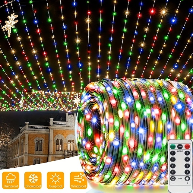  20M 200LED Copper Wire String Lights Outdoor Fairy Lights USB Plug-in Lights With 8 Modes Lights Waterproof Remote Control Timer Christmas Wedding Birthday Family Party Room