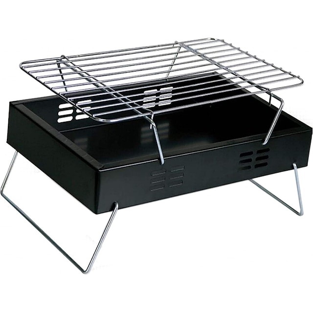  vikt bbq grill set, rostfritt stål bärbar hopfällbar kol grill verktygssatser för utomhus picknick camping matlagning
