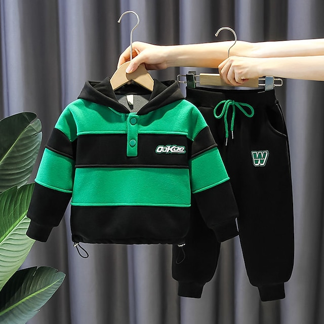  2 Pieces Kids Boys Tracksuits Outfit Solid Color Long Sleeve Button Cotton Set Daily Spring Fall 7-13 Years Black Gray