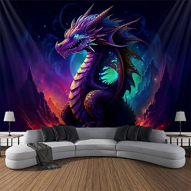 Tapisserie Forêt Magique Lumière Noire - Décoration UV Trippy Pour Salon - 200x150 Cm