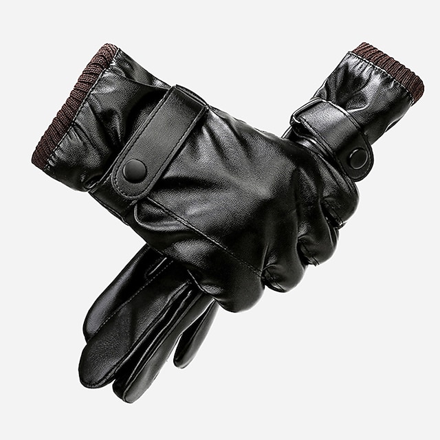  1pc / pack Gloves Thicken Thermal Gloves Adjustable Full Finger Plain Fall & Winter Black