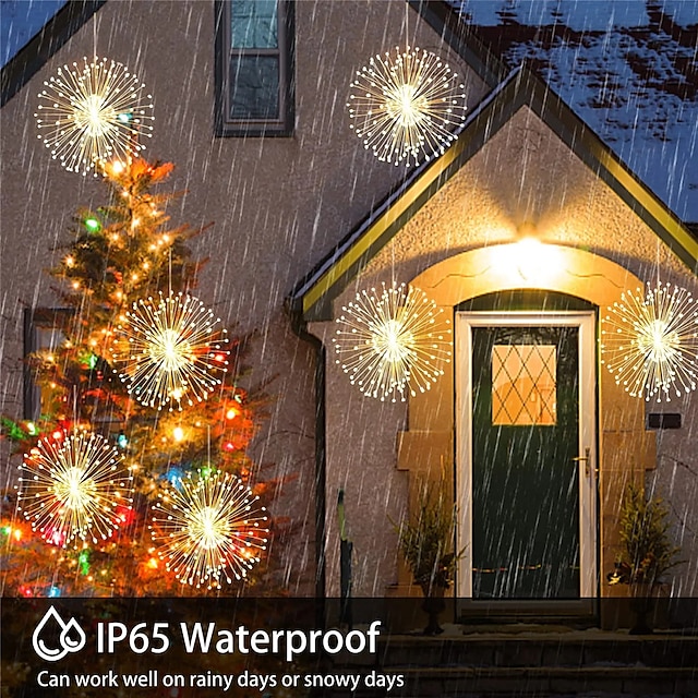  led fyrverkeriljus utomhus vattentät hängande starburst slingljus för semesterinredning fairy new year light