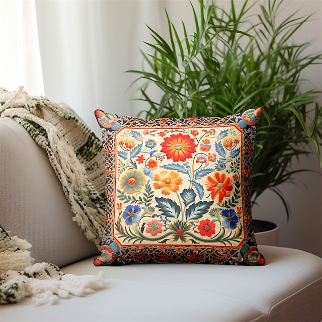  Vintage Floral Decorative Toss Pillows Cover 1PC Soft Square Cushion Case Pillowcase for Bedroom Livingroom Sofa Couch Chair