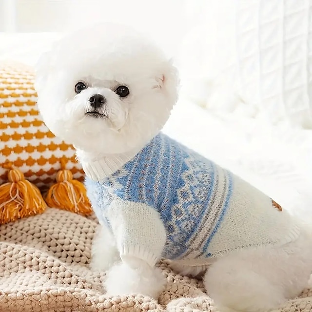  居心地の良い暖かい北欧スタイルのアーガイルグラフィックセーターペットニットセーター秋と冬の犬用暖かい服