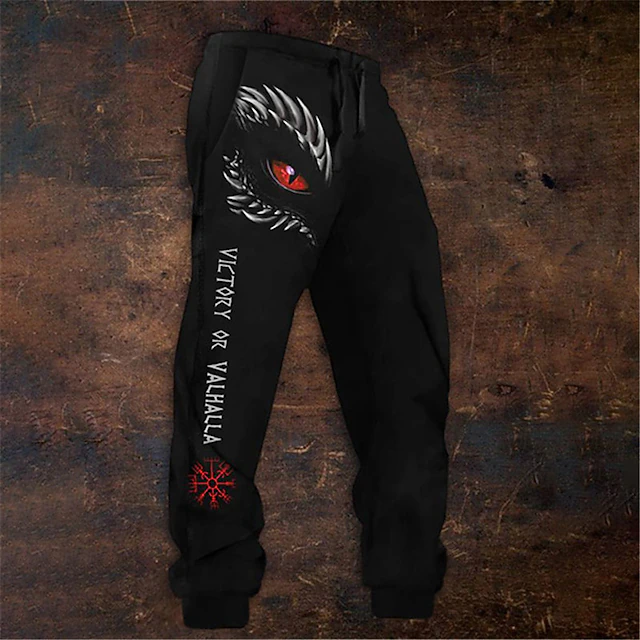 Letter Eye Abstract Gothic Men's 3D Print Sweatpants Joggers Pants Trousers Outdoor Street Casual Daily Polyester Black S M L Mid Waist Elasticity Pants2