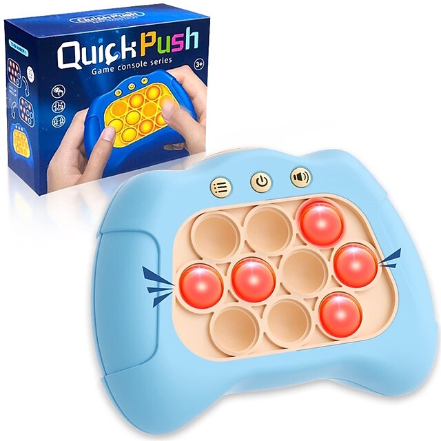  quick push lys opp popspill fidget leker for voksne og barn puslespill maskin klem poppet sensorisk push pop boble leketøy lettelse fest favoriserer puslespill fidget konsoll (lyseblå)