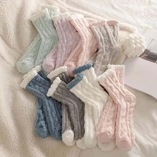  1 pár měkkých podlahových ponožek, pohodlných a teplých ponožek se střední trubicí, dámských punčoch a punčochového zboží