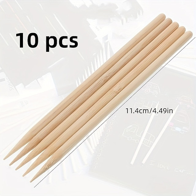  10 st scratch art stylus scratch art stick pennor för scratch art bambu stylus penna för scratch art gör själv ritstift